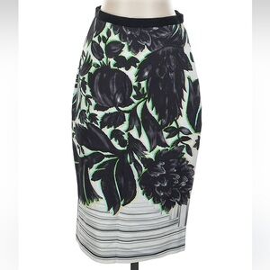 Peter Pilotto Black Green White Floral Midi Pencil Skirt Women’s Size 4 Small US